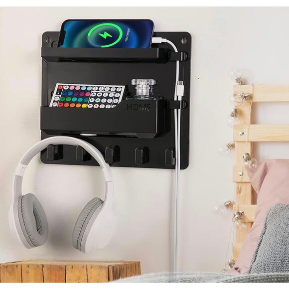 New in box Bedside wall black shelf measurements 8.9" x 10.2" - Picture 5 of 9